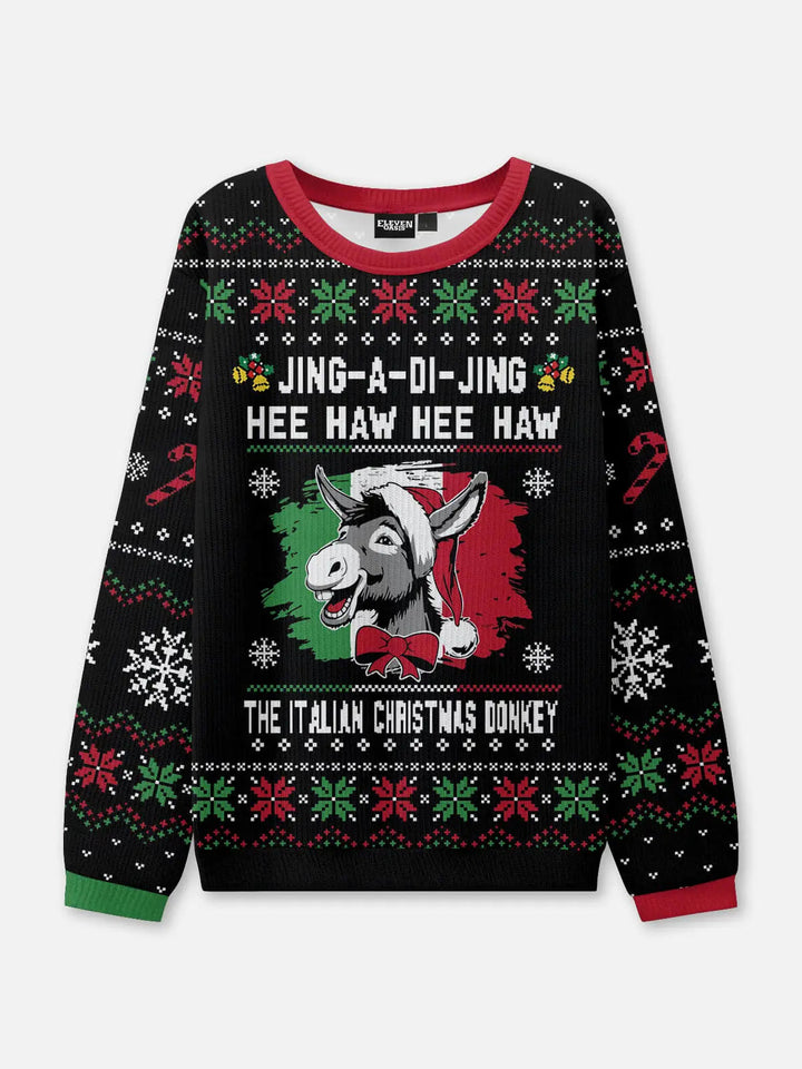 Unisex Winter Christmas Black Knit Sweater | Long Sleeve