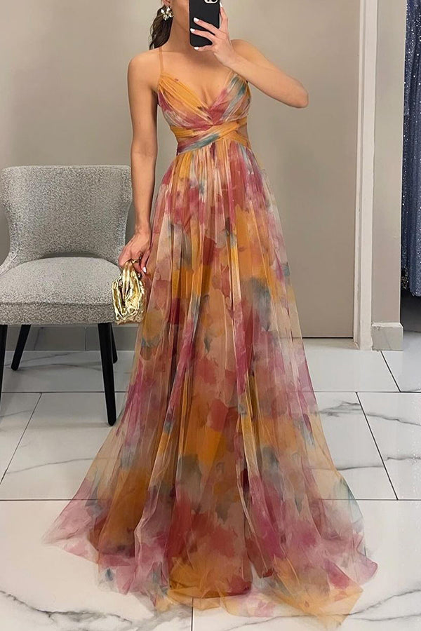 Women's Elegant Wedding Guest A-Line Flared Flowy Dress | Maxi