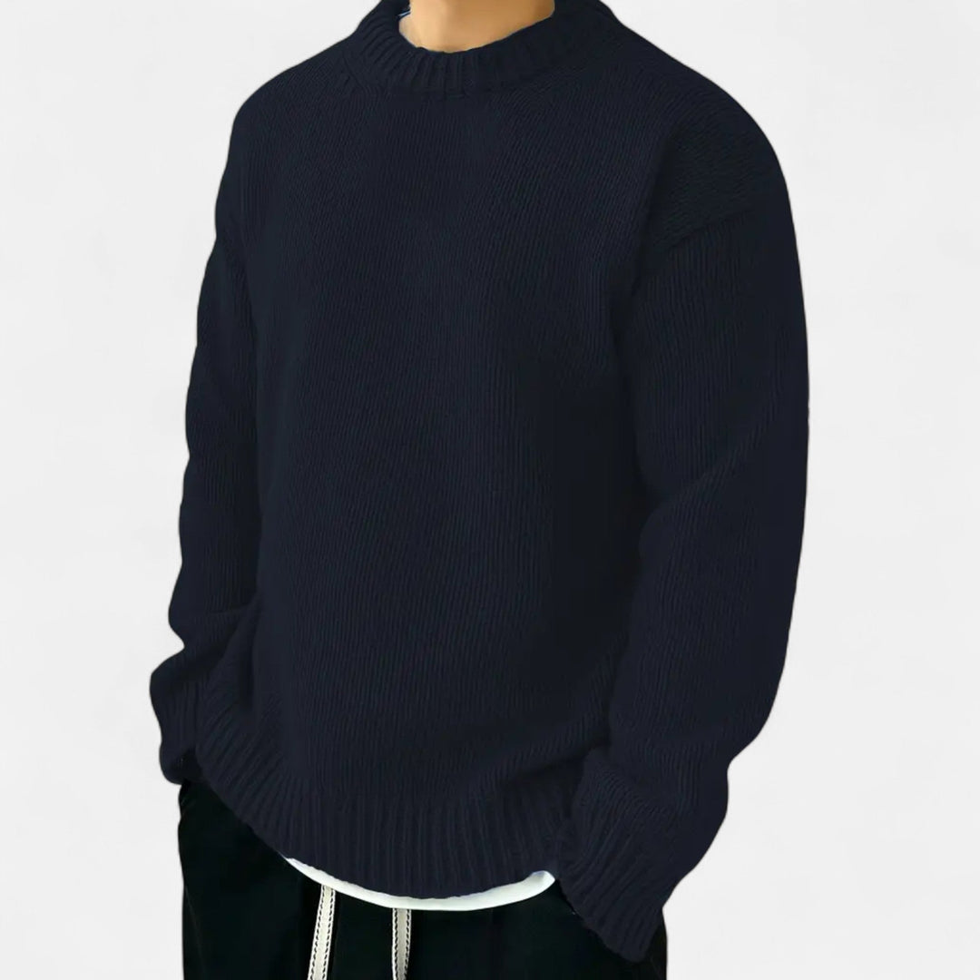 Pull tricoté épais à col rond pour homme | Hiver