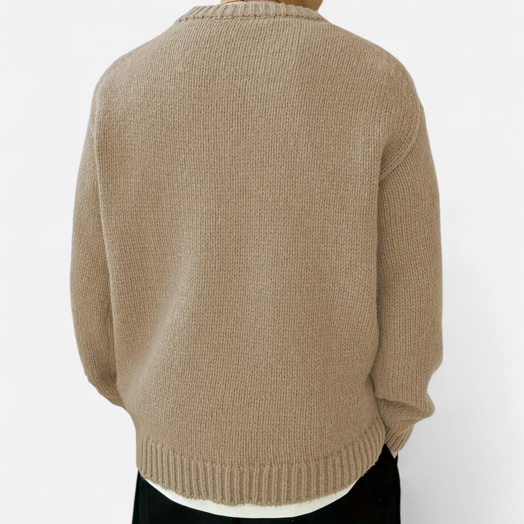 Pull tricoté épais à col rond pour homme | Hiver