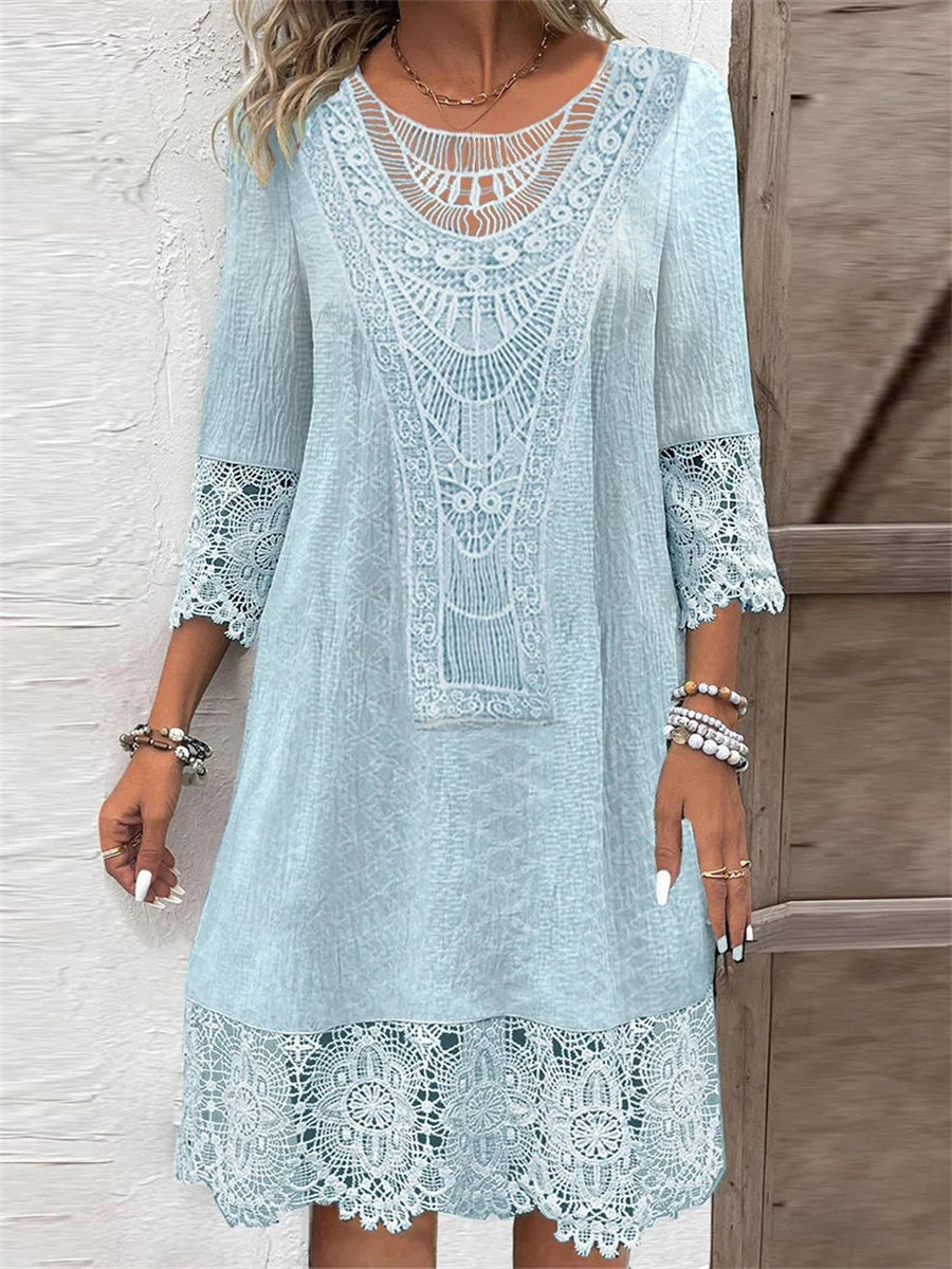 Women's Boho Summer 3/4 Sleeve Dress | Midi