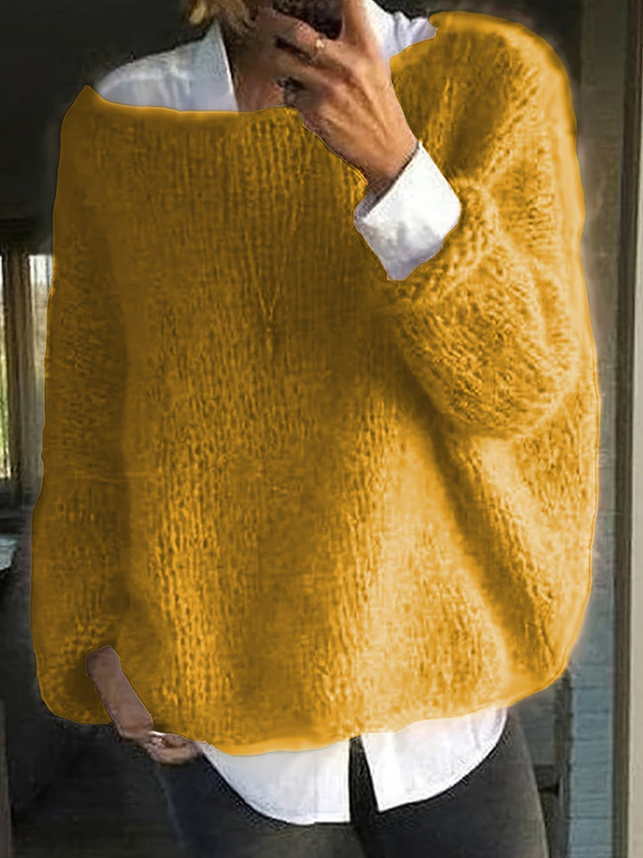 Pull en maille d'hiver pour femme à col bateau | oversize