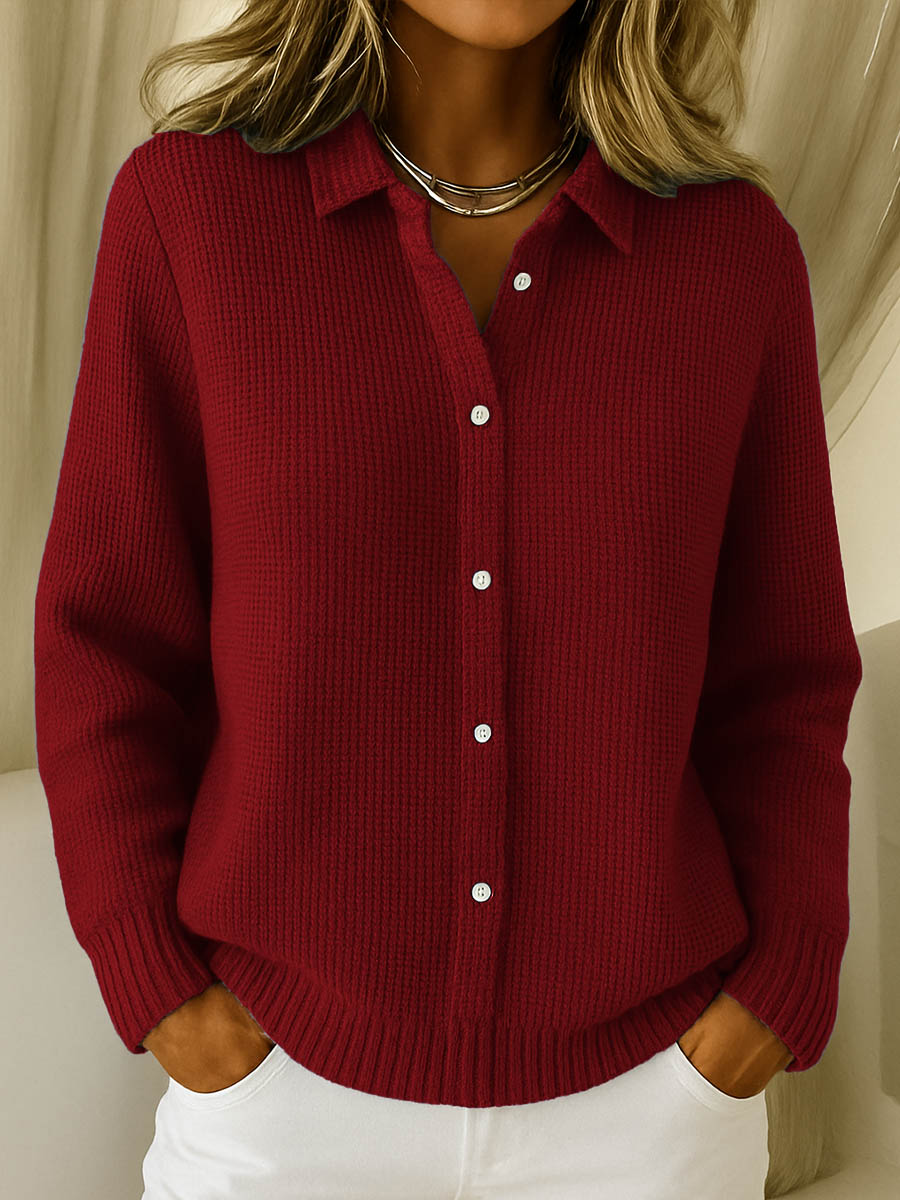 Women's Knitted Button Up Cardigan | Collared