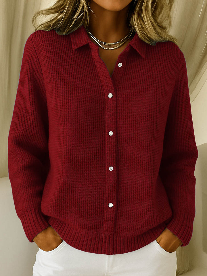 Women's Knitted Button Up Cardigan | Collared