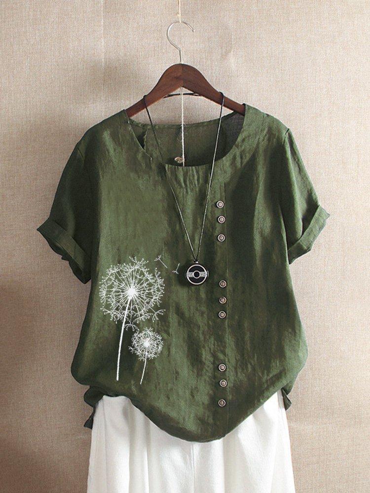 Women's Summer Round Neck Blouse | Short Sleeve