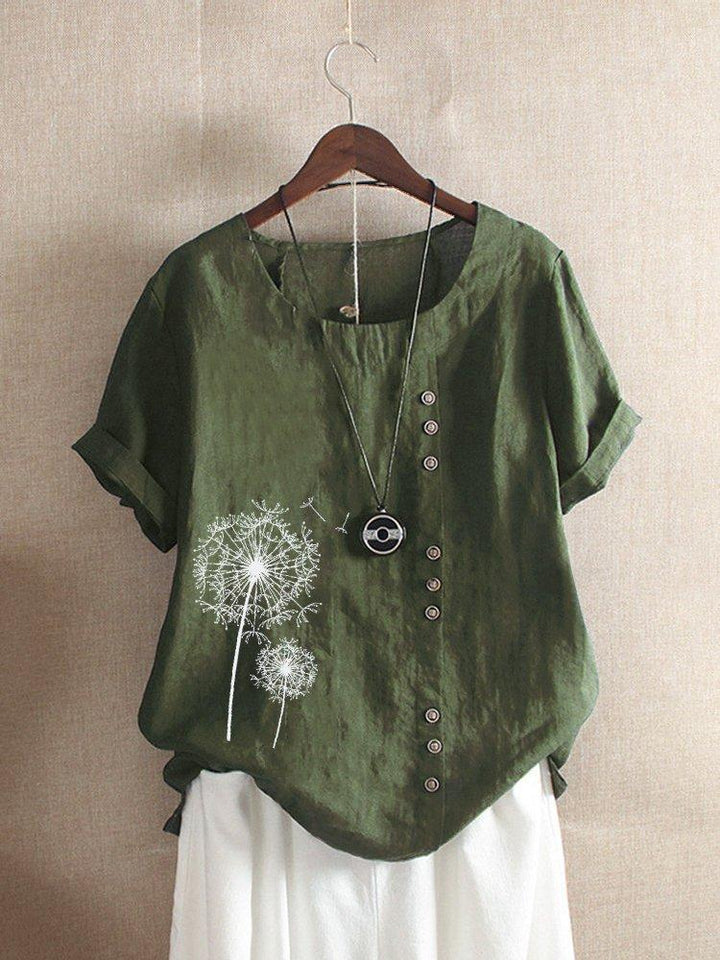 Women's Summer Round Neck Blouse | Short Sleeve