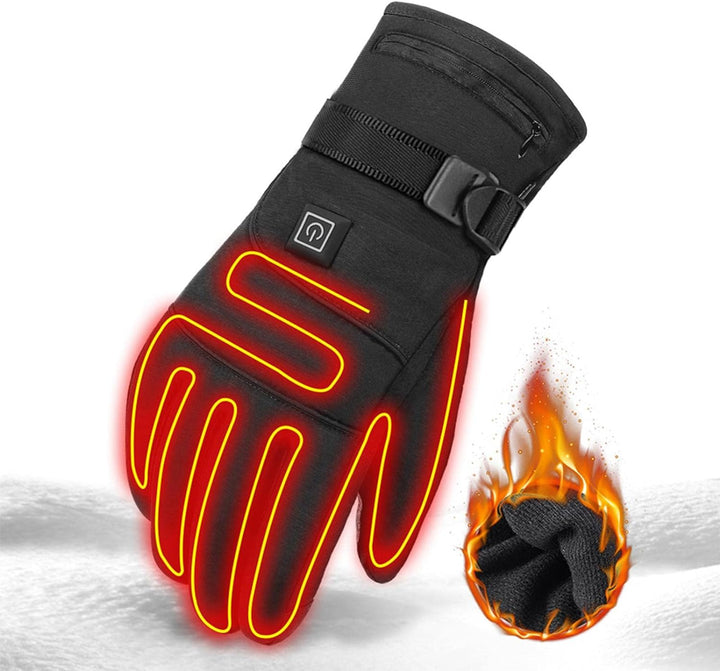 Gants chauffants électriques noirs unisexes avec dragonne | hiver