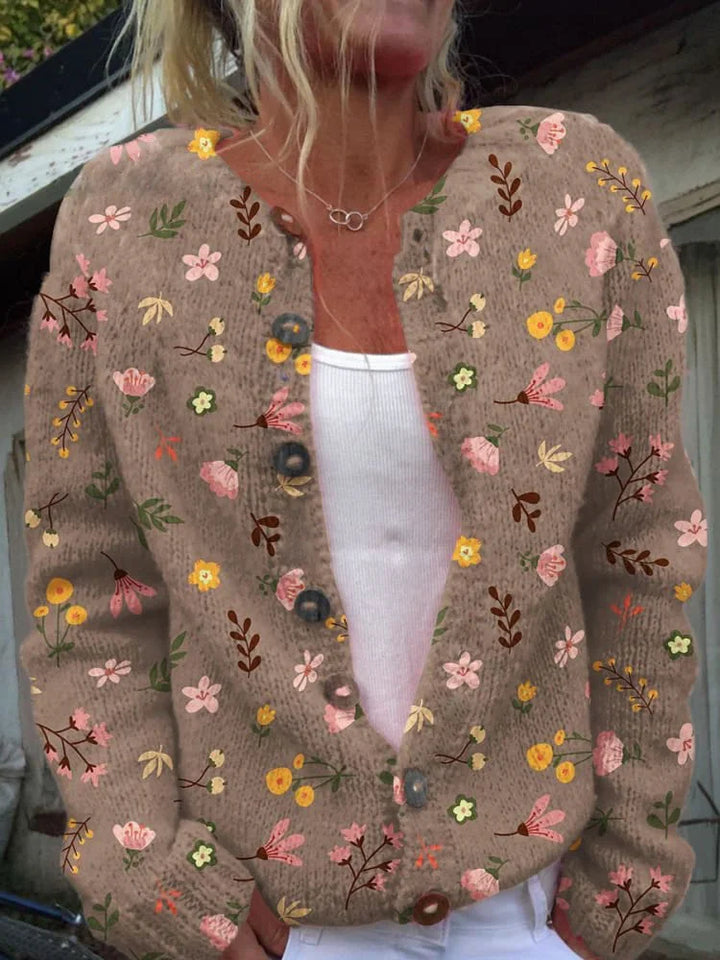 Gilet tricoté à motifs pour femme | boutonné