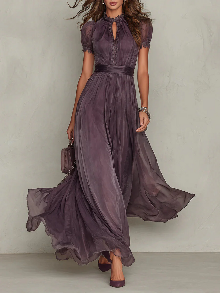 Women's Elegant Vintage Mock Neck Dress | Maxi