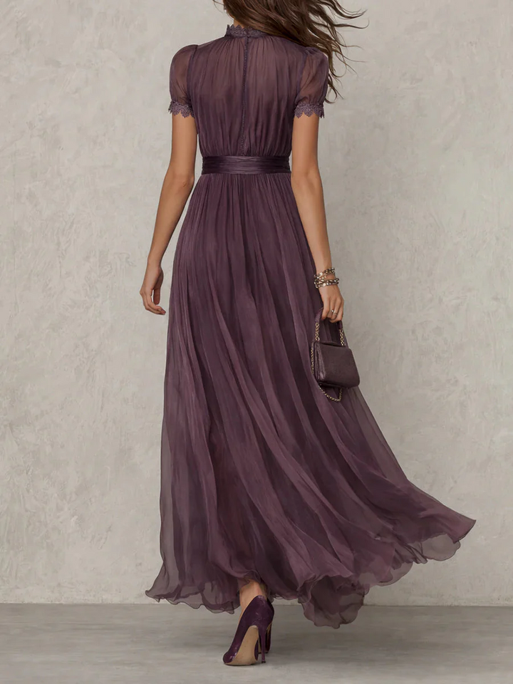Women's Elegant Vintage Mock Neck Dress | Maxi