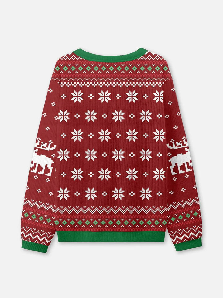 Pull d’hiver unisexe imprimé en maille de Noël | Col rond