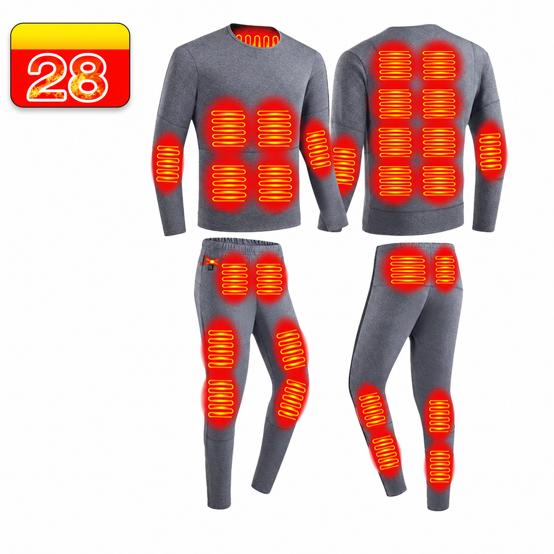 Ensemble de sous-vêtements thermiques chauffants unisexe avec haut à manches longues et caleçon long | ski