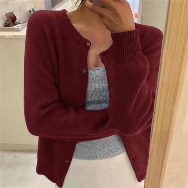 Cardigan tricoté boutonné pour femme | Côtelé