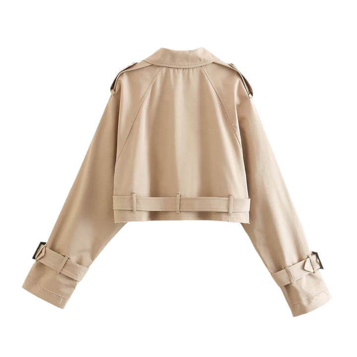 Women's Cropped Double-Breasted Trench Jacket | Belted
