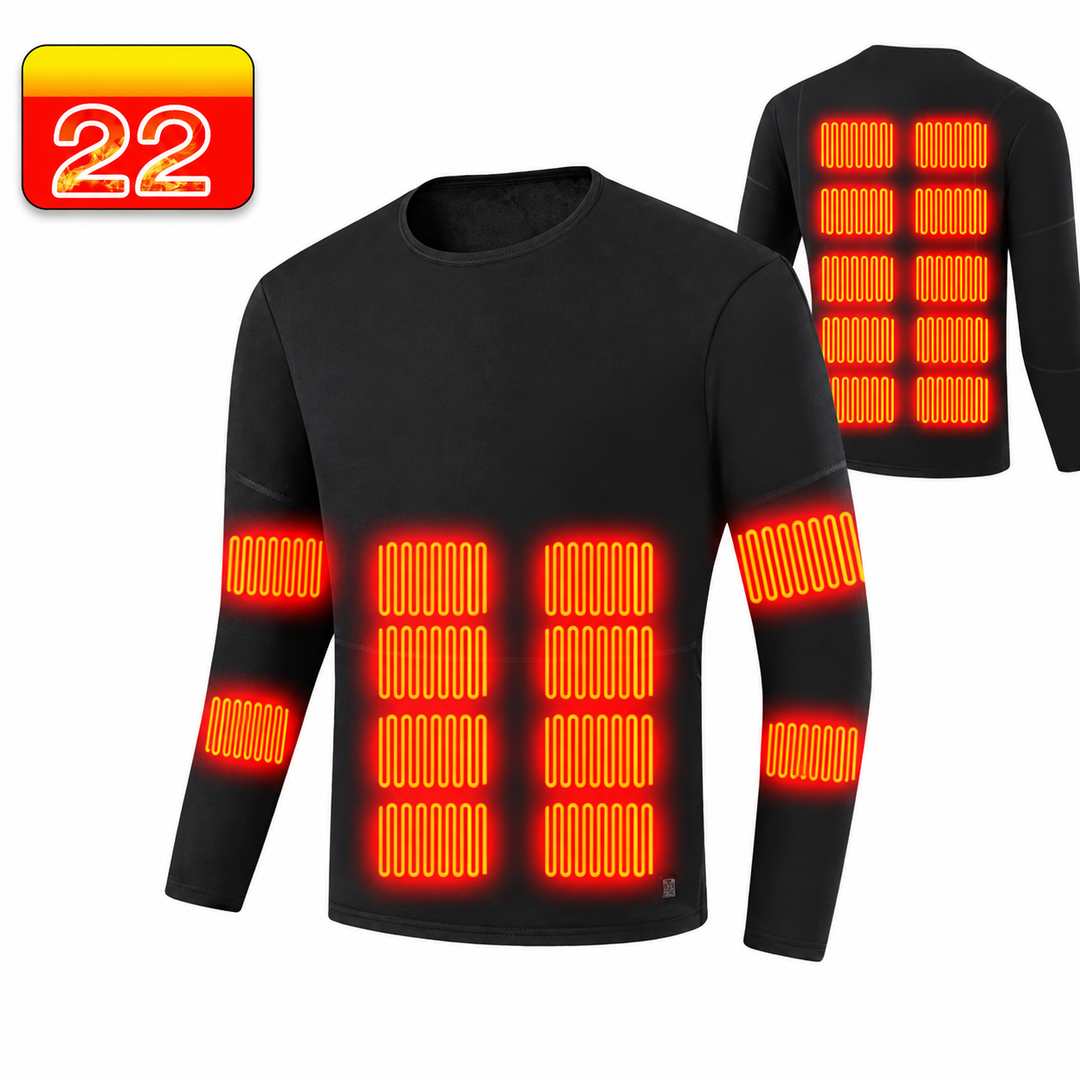 Ensemble de sous-vêtements thermiques chauffants unisexe avec haut à manches longues et caleçon long | ski