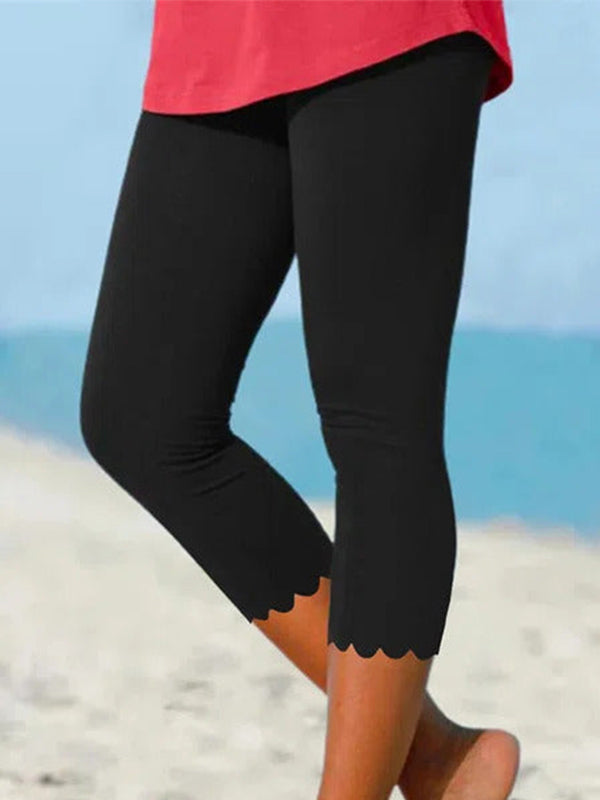 Women's Capri Summer Leggings | Scalloped Hem