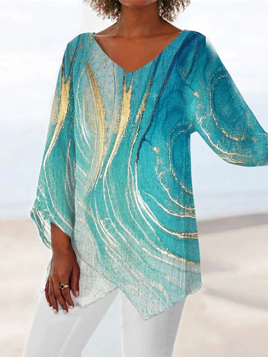 Women's Abstract Print Blouse | V-Neck