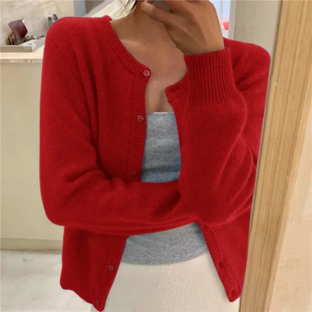 Cardigan tricoté boutonné pour femme | Côtelé
