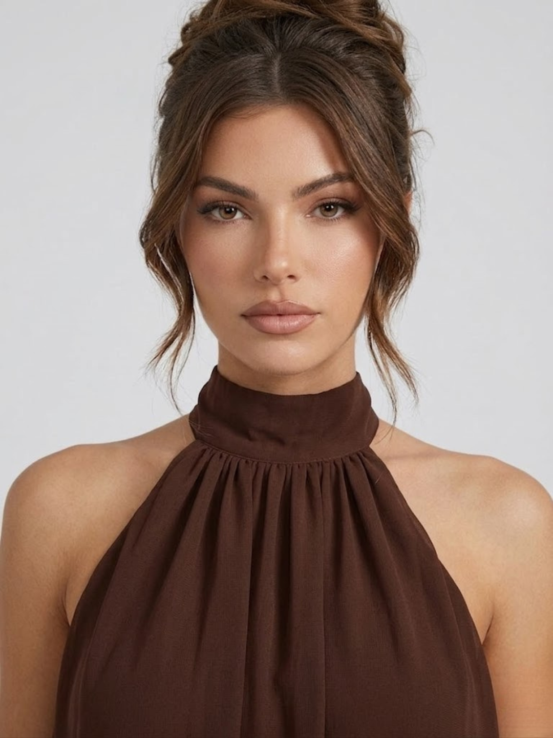 Women's Chique Tiered Ruffles Mock Neck Halter Party Dress | Mini