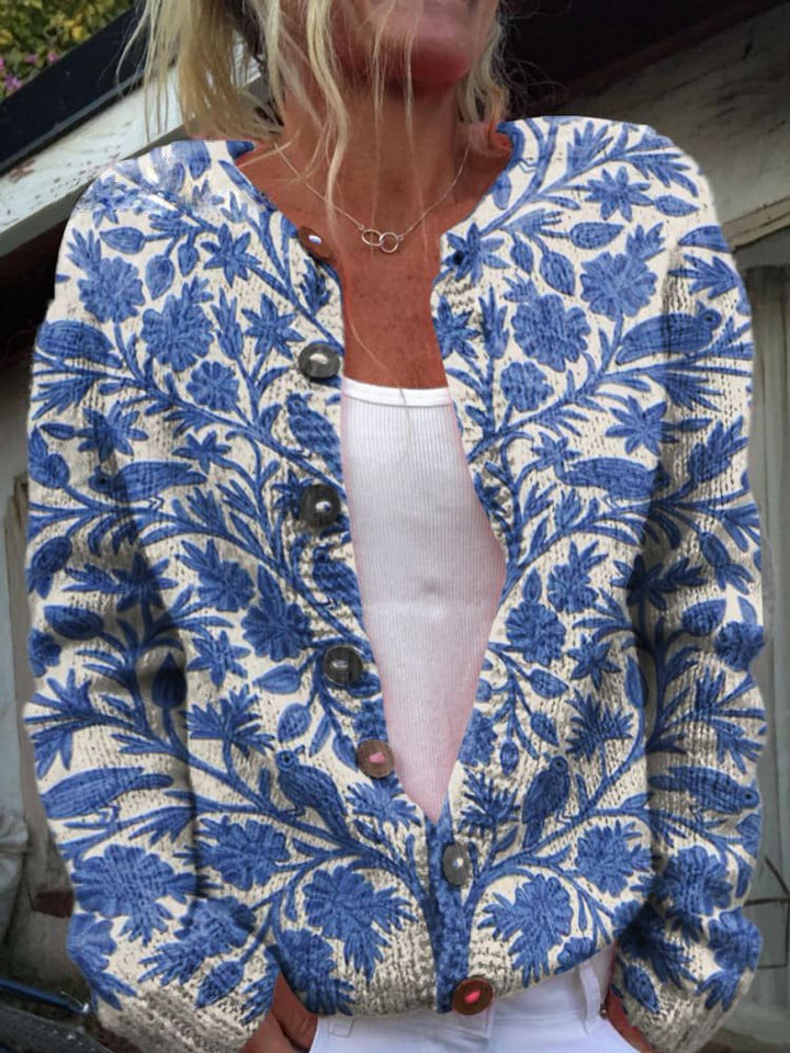 Gilet tricoté à motifs pour femme | boutonné