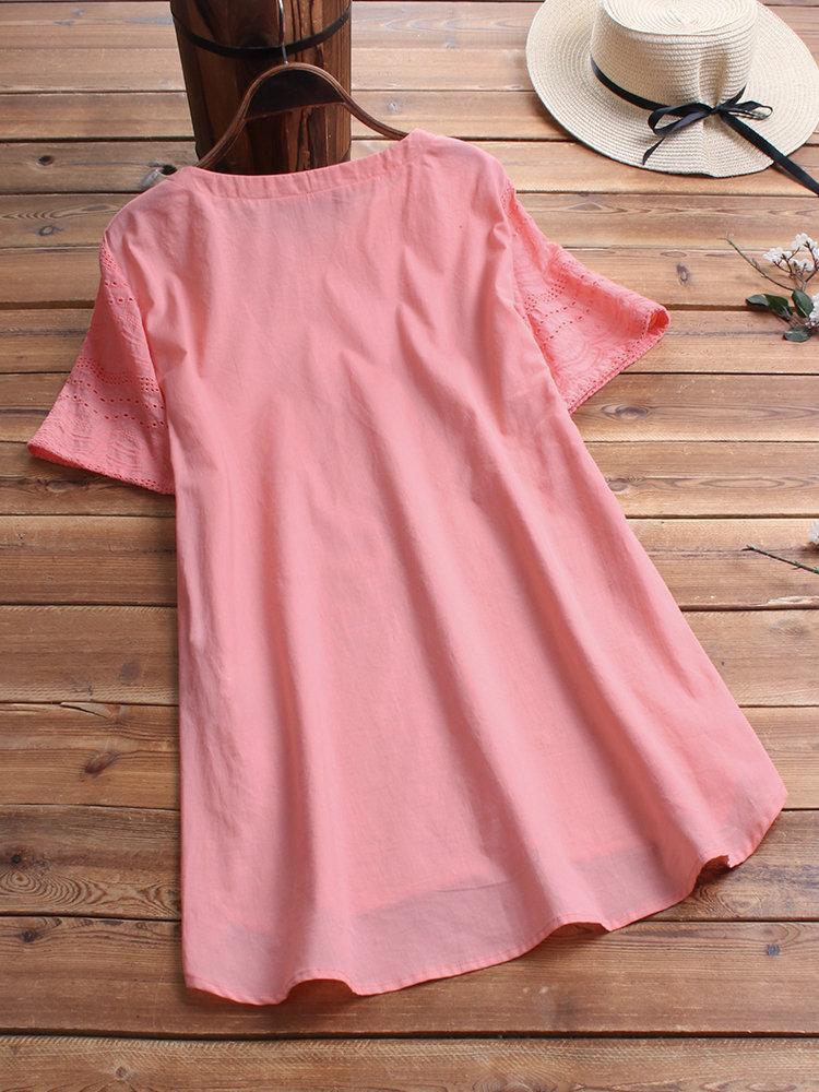Women's Henley Summer Blouse | Short Sleeve