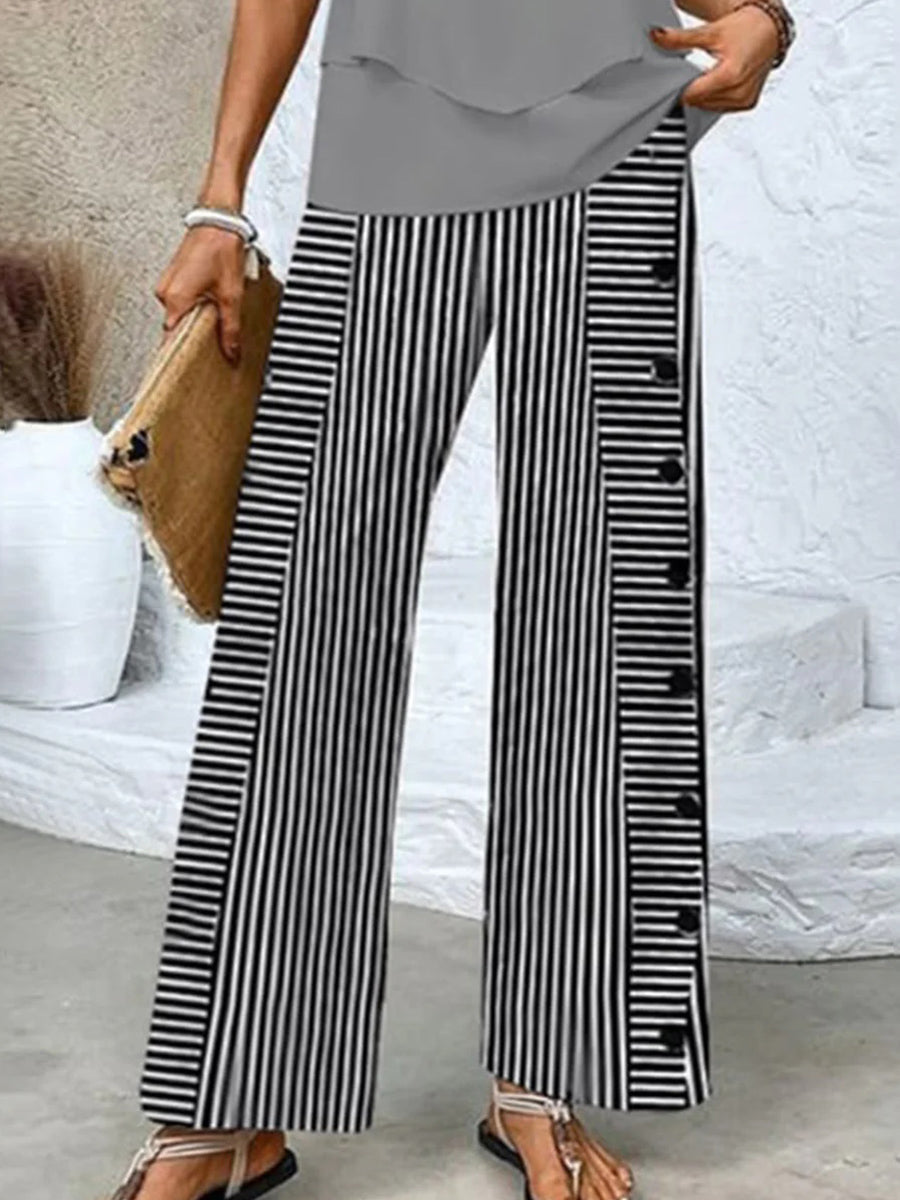 Women's Striped Wide Leg Trousers | Stylish