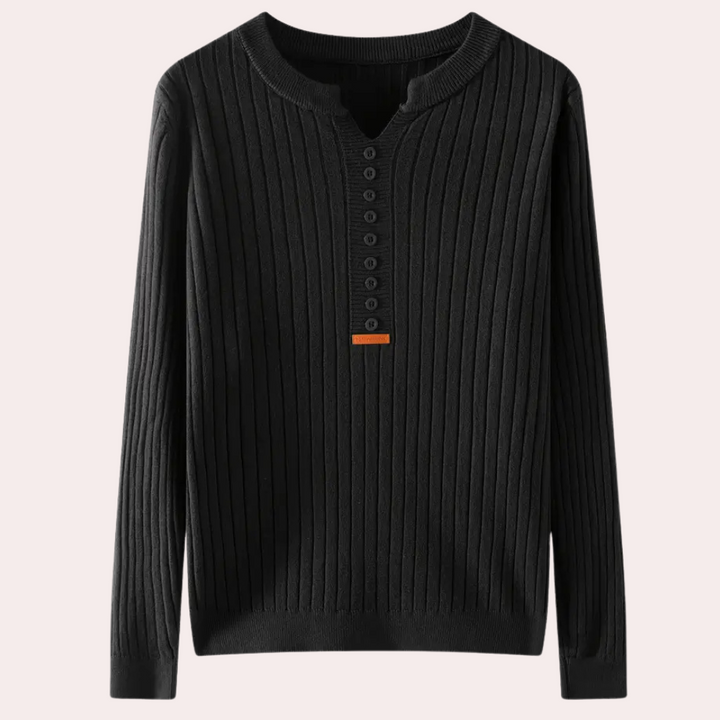 Women’s Knit Ribbed Sweater | Button Placket