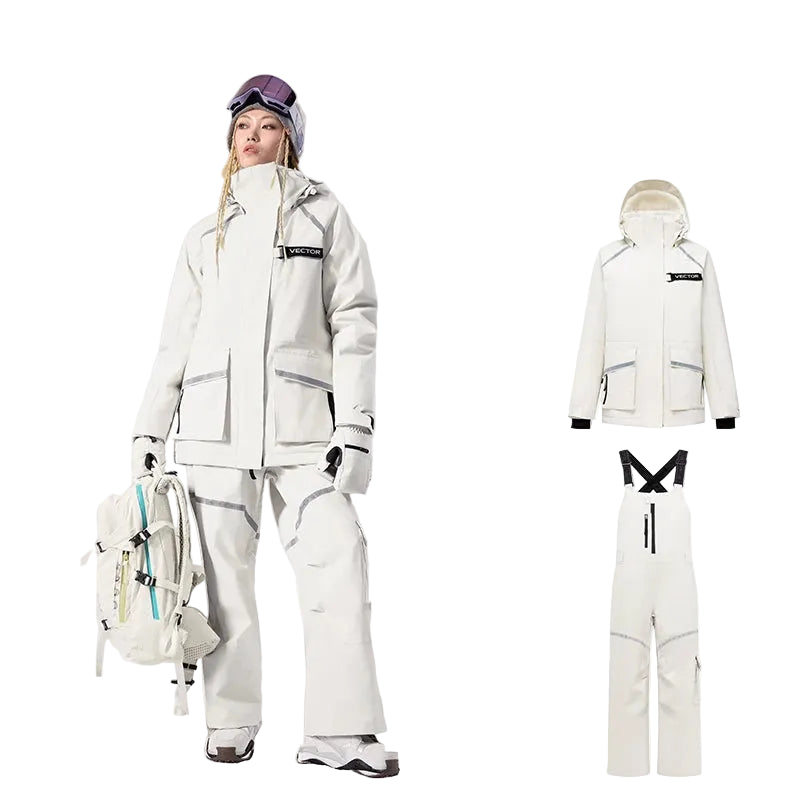 Unisex Ski Suit With Hooded Jacket And Salopettes | Snowboard