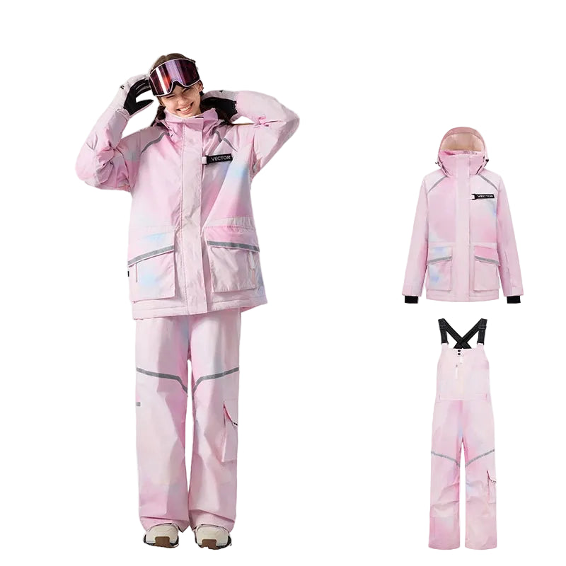 Unisex Ski Suit With Hooded Jacket And Salopettes | Snowboard