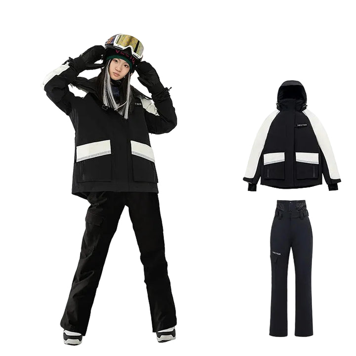 Unisex Ski Suit With Hooded Jacket And Salopettes | Snowboard