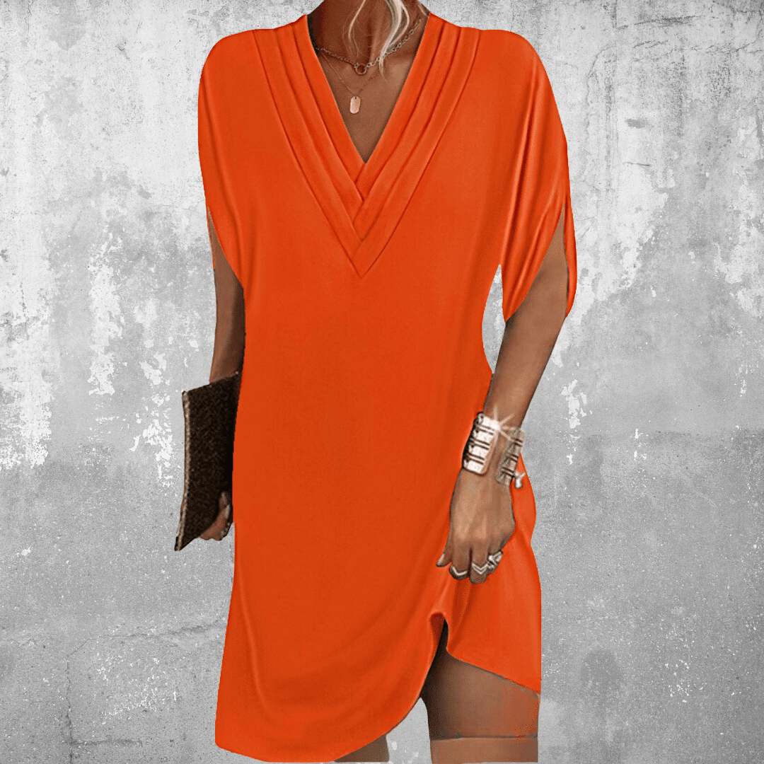 Women's V-Neck Cape Sleeve Dress | Mini