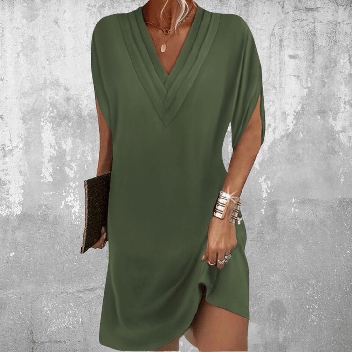 Women's V-Neck Cape Sleeve Dress | Mini