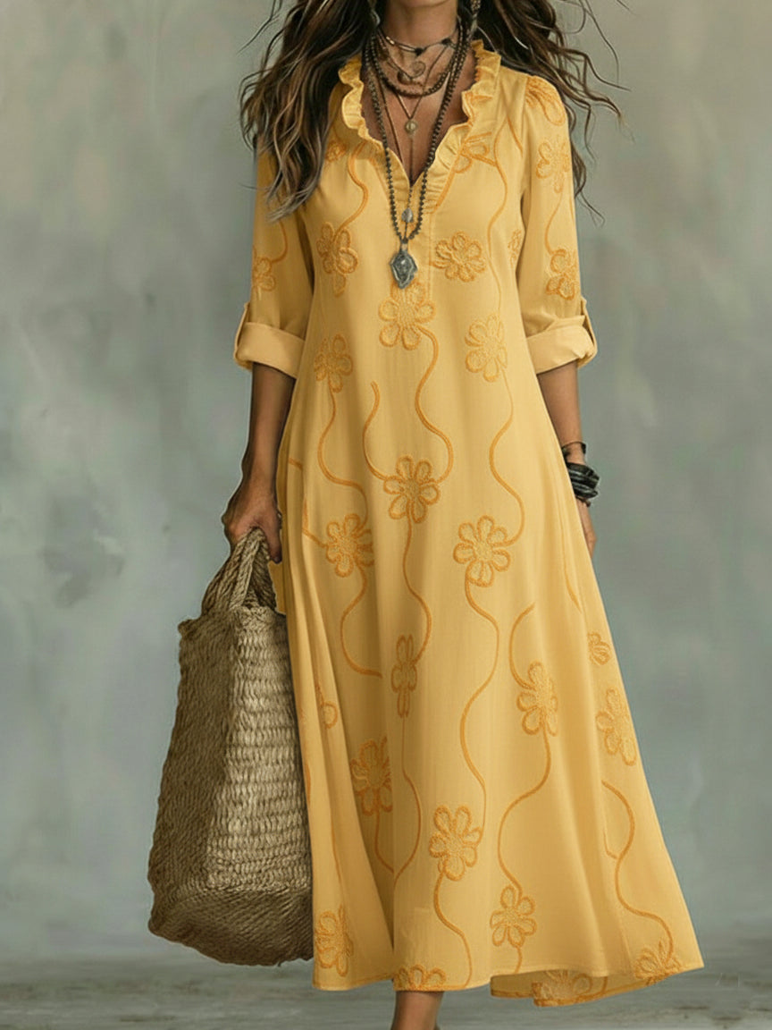 Women's Vintage A-Line Dress | Maxi