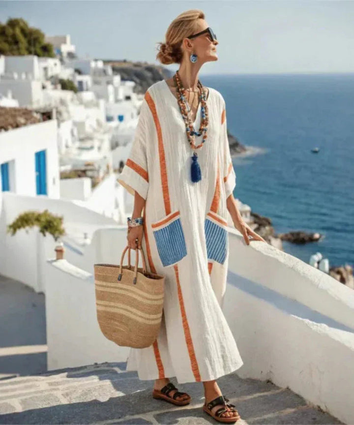 Women's V-Neck Loose Fit Summer Dress | Maxi