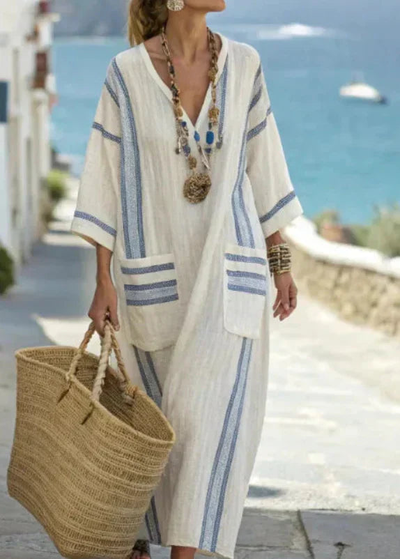 Women's V-Neck Loose Fit Summer Dress | Maxi