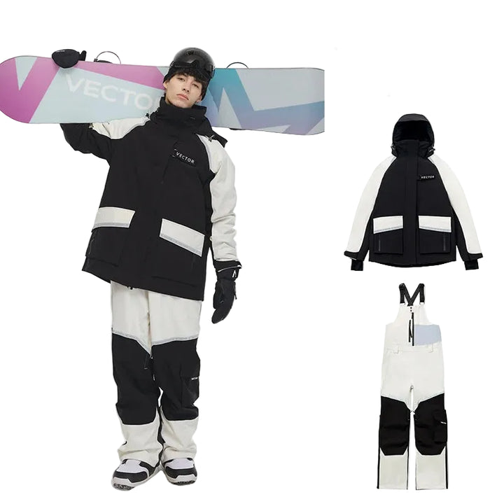 Unisex Ski Suit With Hooded Jacket And Salopettes | Snowboard