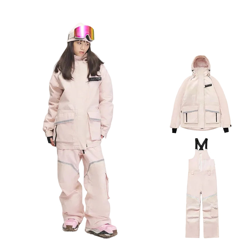 Unisex Ski Suit With Hooded Jacket And Salopettes | Snowboard