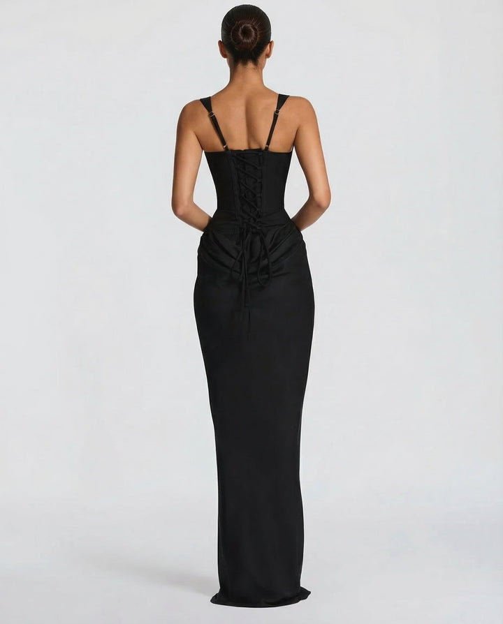 Women’s Elegant Prom Evening Draped Waist Fitted Dress | Maxi