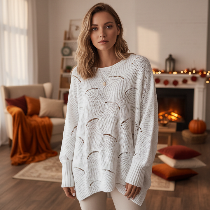 Pull oversize d’hiver pour femme | Ourlet asymétrique