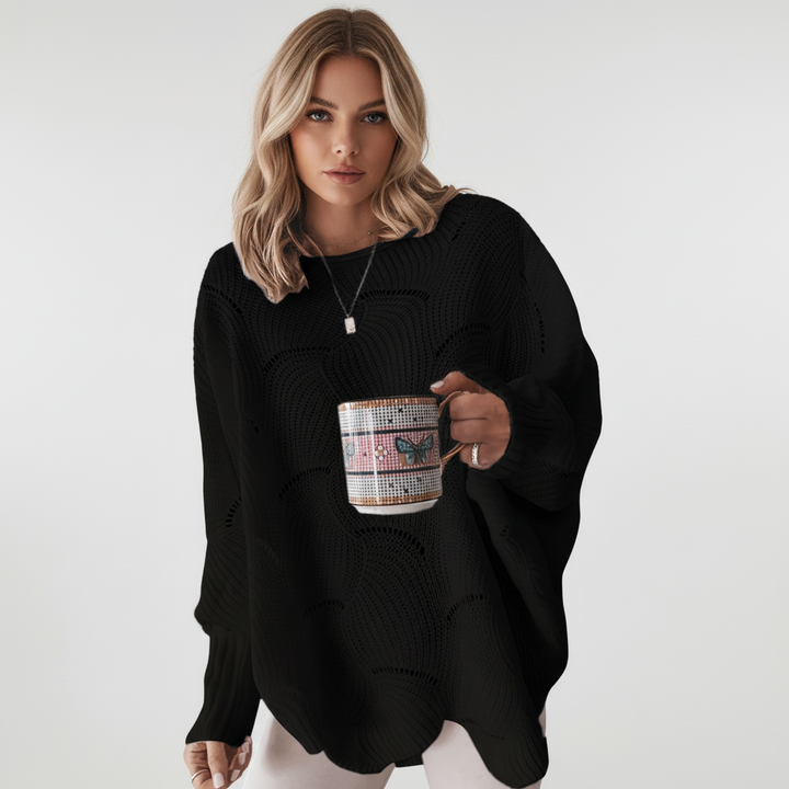 Pull oversize d’hiver pour femme | Ourlet asymétrique