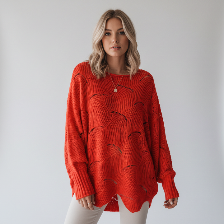 Pull oversize d’hiver pour femme | Ourlet asymétrique
