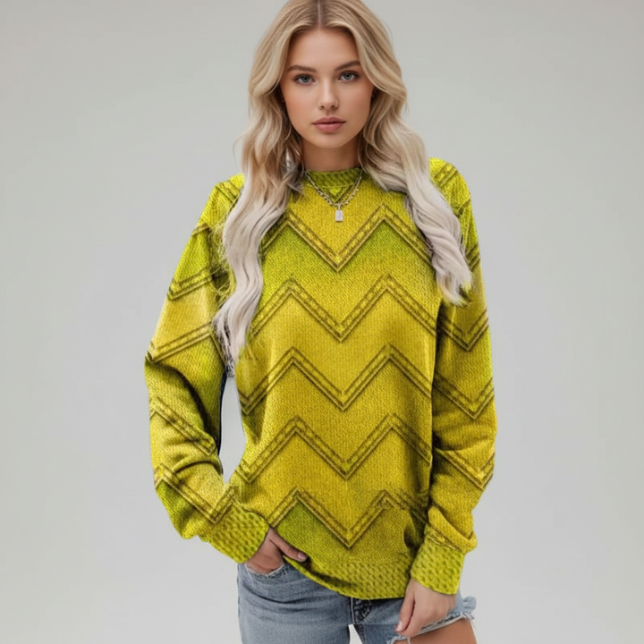 Women's Geometric Print Crew-Neck Jumper | Relaxed Fit