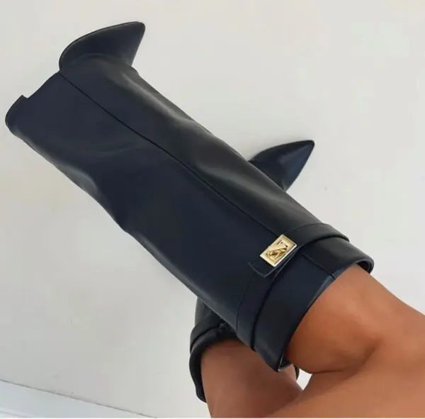 Bottes hautes à bout pointu et fermeture éclair pour femmes | Revers