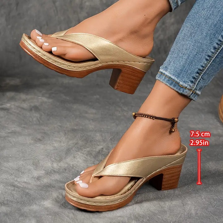 Women’s Heeled Thong Sandals | Slip On