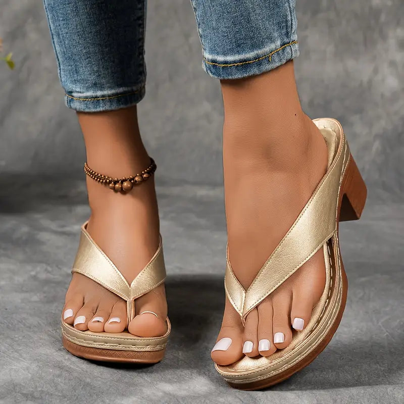 Women’s Heeled Thong Sandals | Slip On