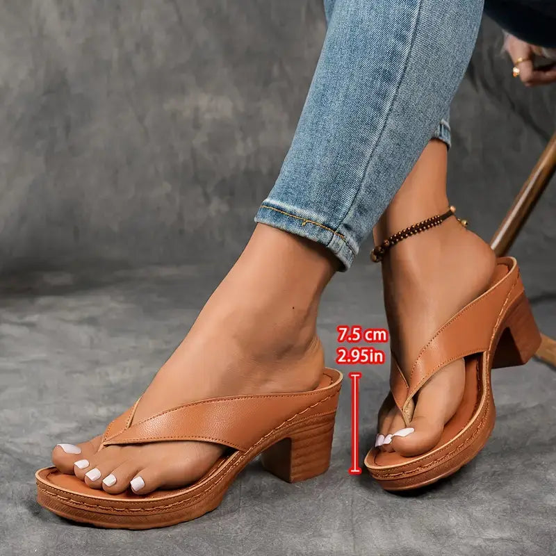 Women’s Heeled Thong Sandals | Slip On