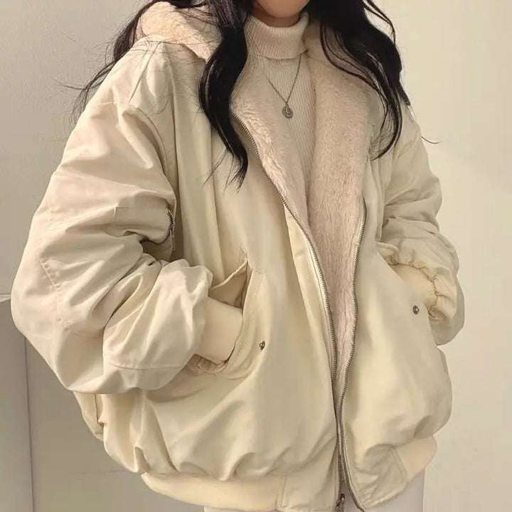 Veste d'hiver oversize zippée pour femme | Capuche