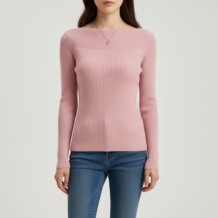 Women’s Boat Neck Ribbed Jumper | Fitted