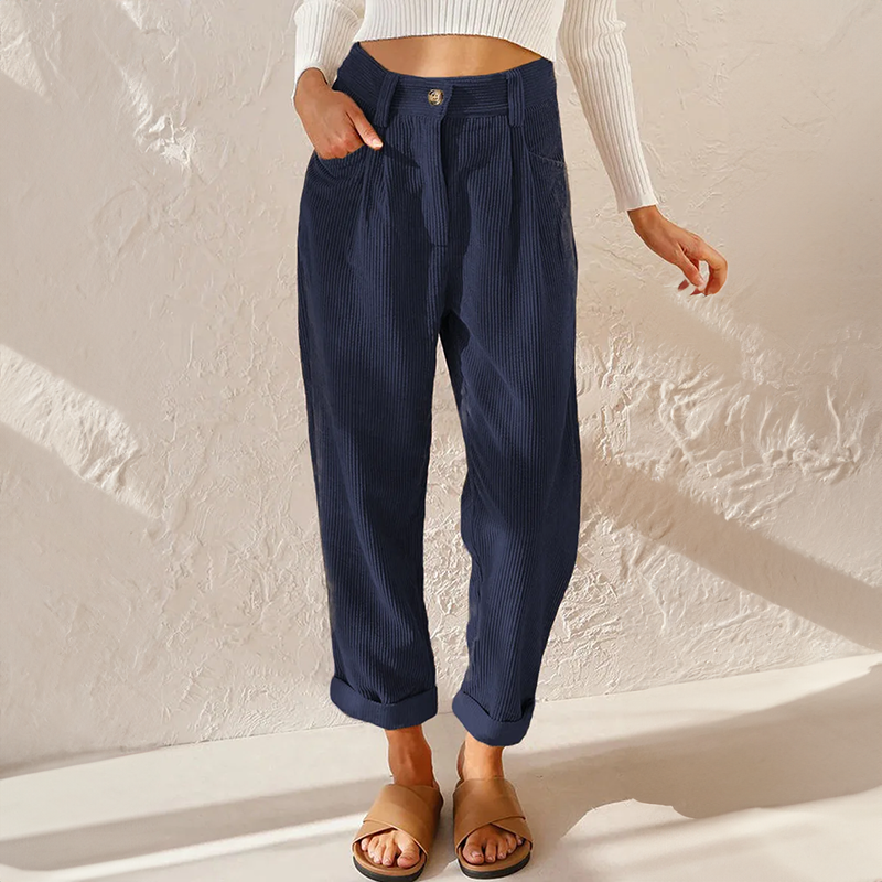 Women's Casual Textured Trousers | Wide Leg