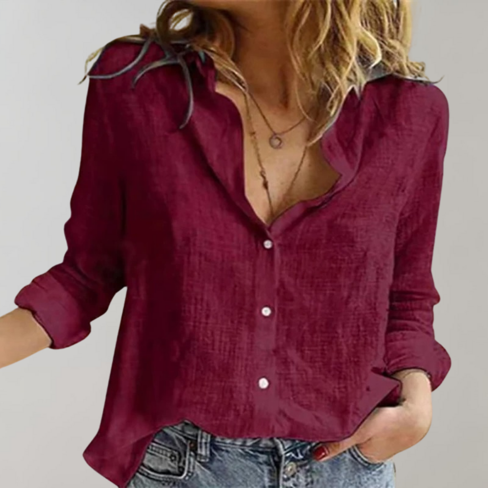Women’s Button Front Relaxed Fit Casual Shirt | Long Sleeves